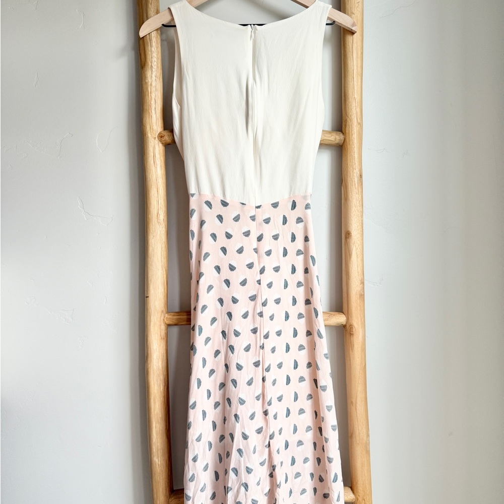 Amour Vert Silk Pink and Cream A-Line Dress - Picture 4 of 8